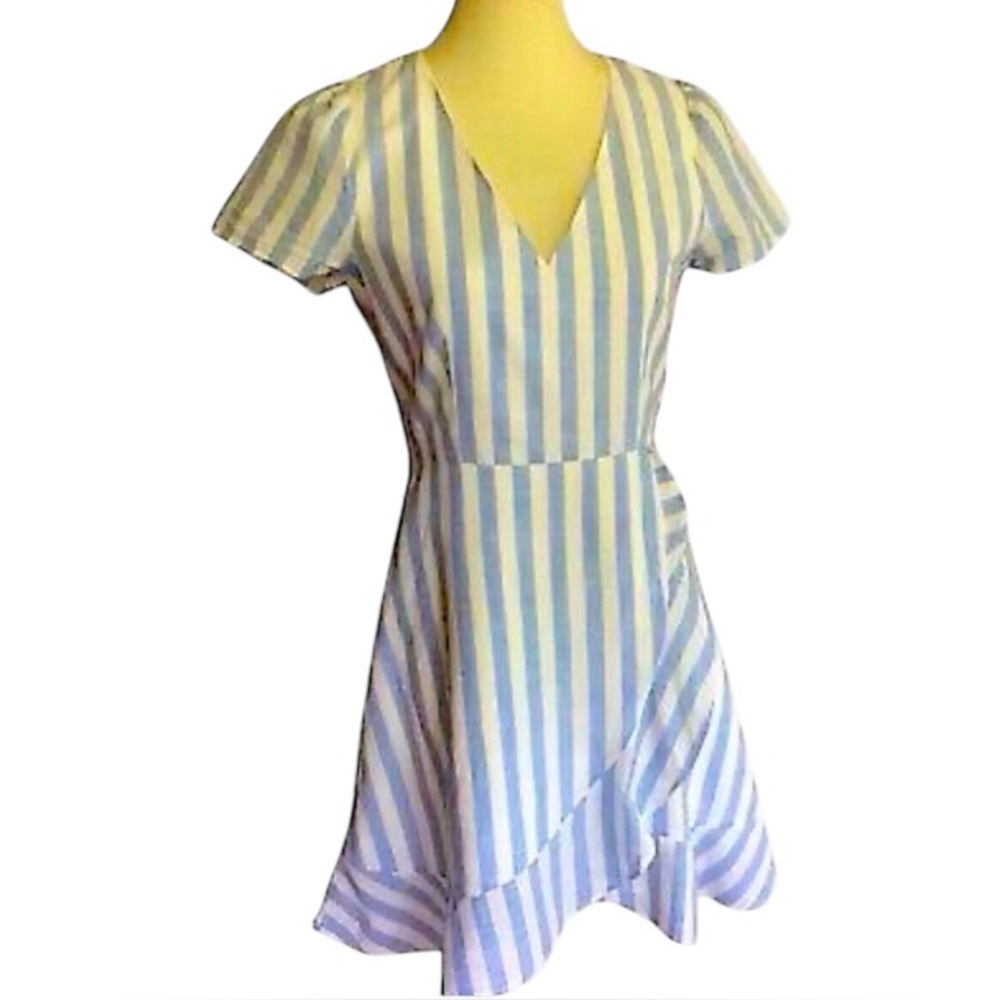 J.Crew Dress Mini Cotton Blue White Striped 6 Nautical Coastal Preppy Resortwear